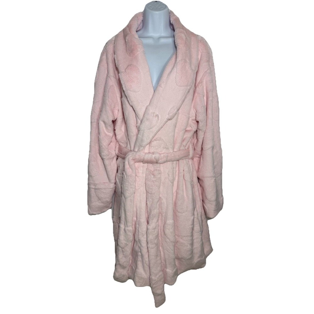 Victoria's Secret Pink Tulip Hearts Cozy Fluffy Short Robe Women XL/ XXL